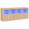 Aparador con luces LED roble Sonoma 163x37x67 cm 2
