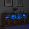 Aparador com luzes LED 163x37x67 cm carvalho fumado 4