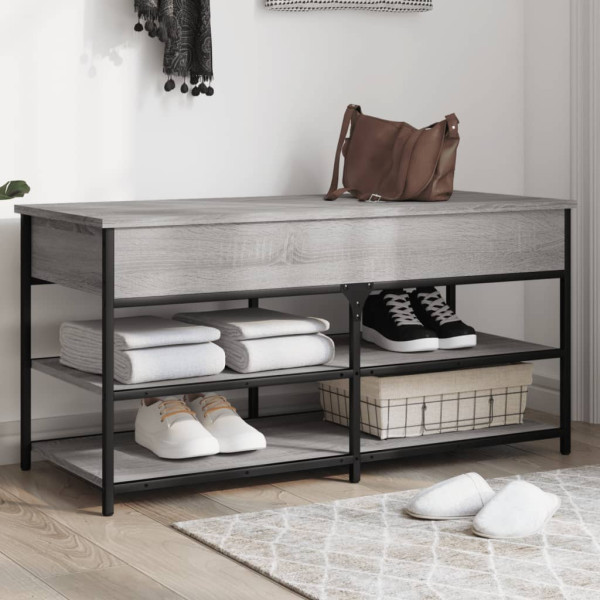 Banco zapatero madera de ingeniería gris Sonoma 100x42.5x50 cm D