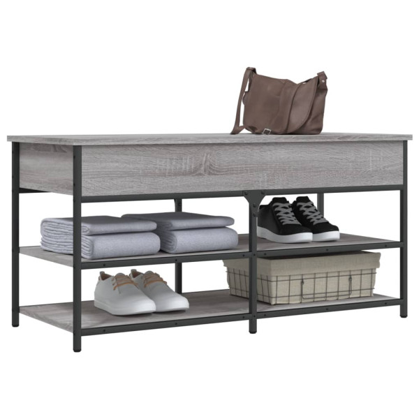 Banco zapatero madera de ingeniería gris Sonoma 100x42.5x50 cm M 4