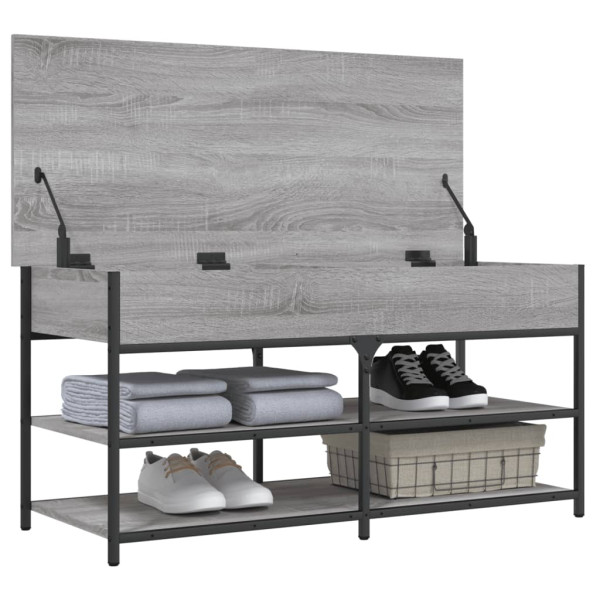 Banco zapatero madera de ingeniería gris Sonoma 100x42.5x50 cm M 5