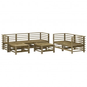 7 pcs conjunto lounge de jardim madeira de pinho impregnada H
