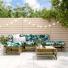 6 pcs conjunto lounge de jardim madeira de pinho impregnada 1