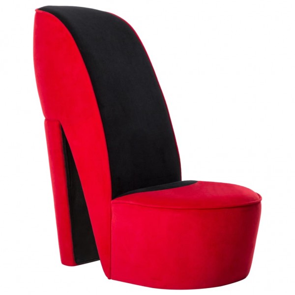 Sillón con forma de zapato de tacón terciopelo rojo D