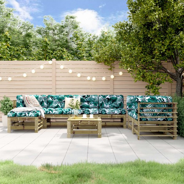 8 pcs conjunto lounge de jardim madeira de pinho impregnada D