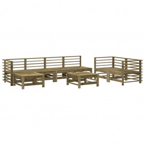 8 pcs conjunto lounge de jardim madeira de pinho impregnada H