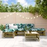 6 pcs conjunto lounge de jardim madeira de pinho impregnada 1