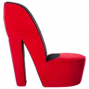 Sillón con forma de zapato de tacón terciopelo rojo H
