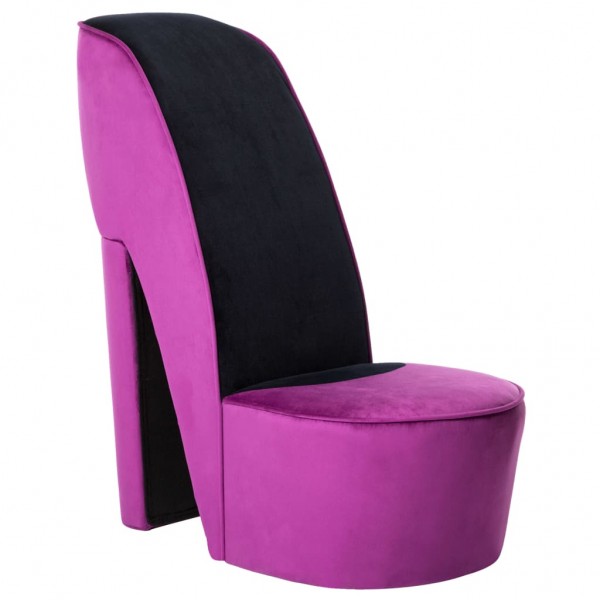 Sillón con forma de zapato de tacón terciopelo morado D