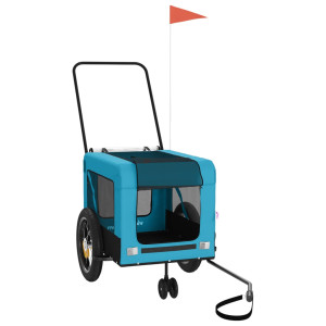 Remolque de bicicleta mascotas hierro tela Oxford azul negro H