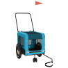 Reboque de bicicleta p/ animais tecido oxford/ferro azul/preto 2