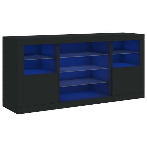 Aparador con luces LED negro 142.5x37x67 cm M 2