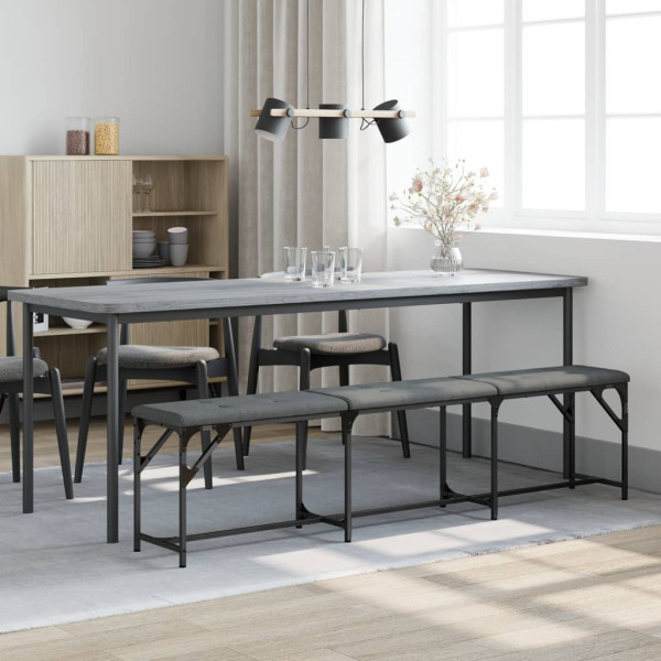 Banco de jantar 186x32x45 cm aço e tecido cinzento-escuro M 3