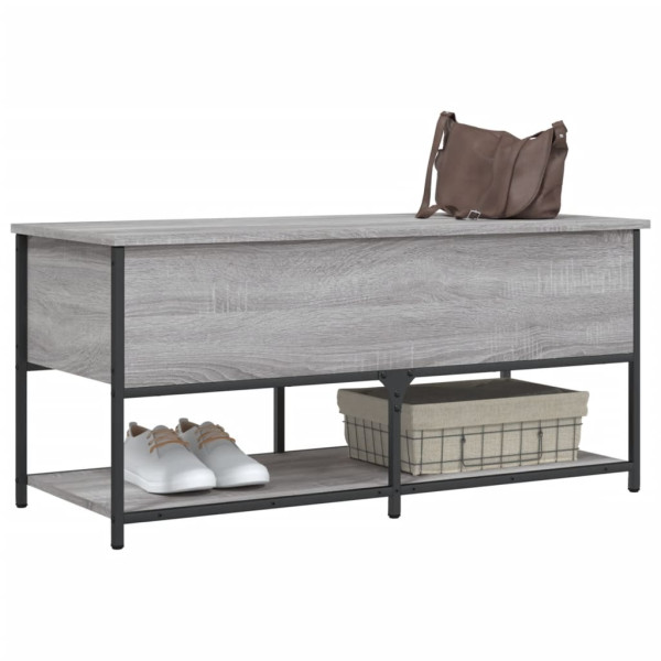 Banco de almacenaje madera ingeniería gris Sonoma 100x42.5x47cm M 4
