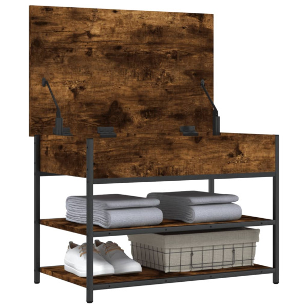 Banco zapatero madera de ingeniería roble ahumado 70x42.5x50 cm M 5