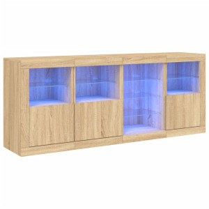 Aparador con luces LED roble Sonoma 164x37x67 cm H
