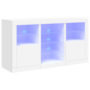 Aparador con luces LED blanco 123x37x67 cm H