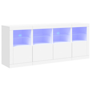 Aparador con luces LED blanco 163x37x67 cm H