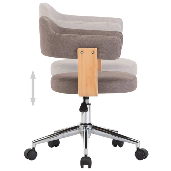 Silla de oficina giratoria de madera curvada y tela gris taupe M 4
