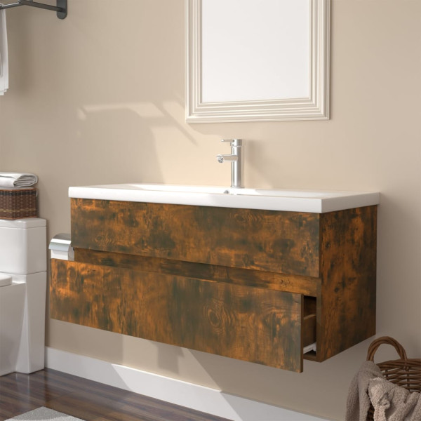 Mueble de baño con lavabo madera contrachapada roble ahumado M 3