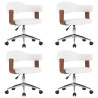 Sillas de comedor giratorias 4 uds madera curvada cuero blanco 2