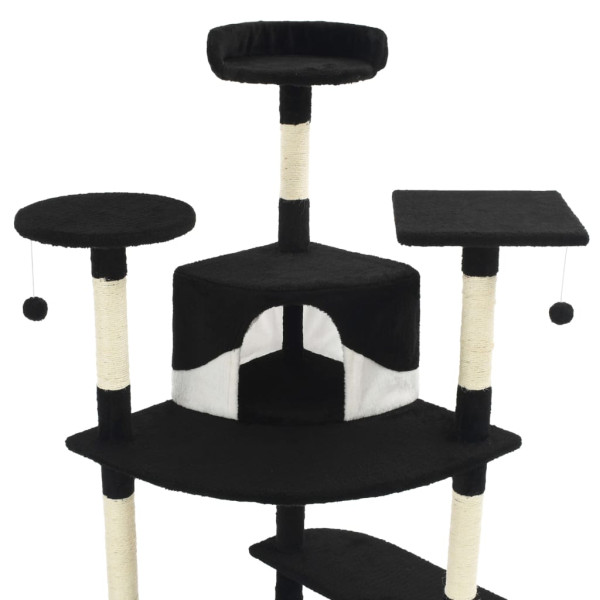 Rascador para gatos con poste de sisal negro y blanco 203 cm M 4