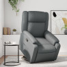 Sillón reclinable elevable cuero artificial gris 1