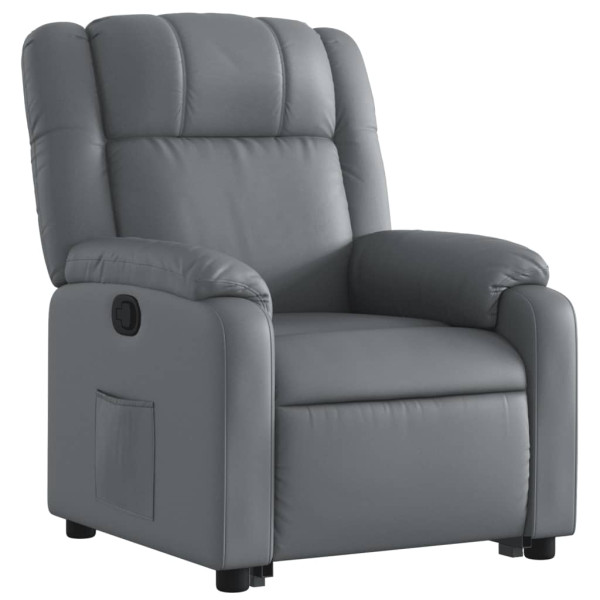 Sillón reclinable elevable cuero artificial gris M 3