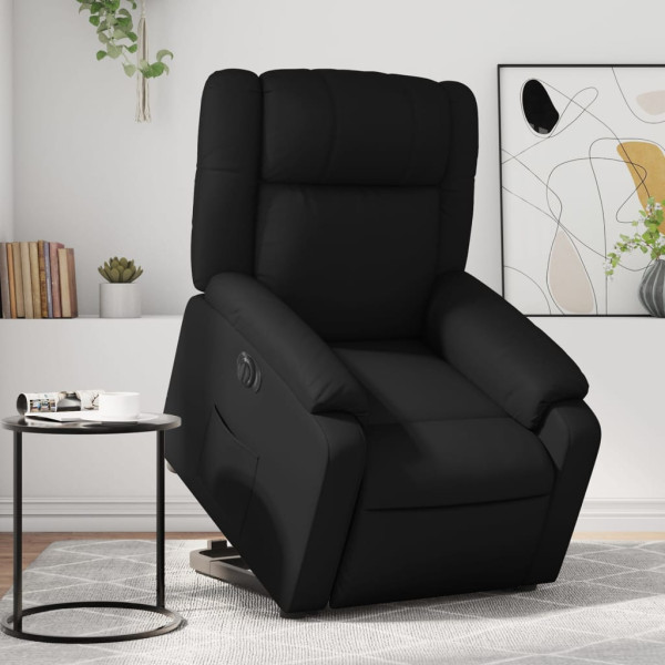 Sillón reclinable y elevable eléctrico cuero sintético negro D
