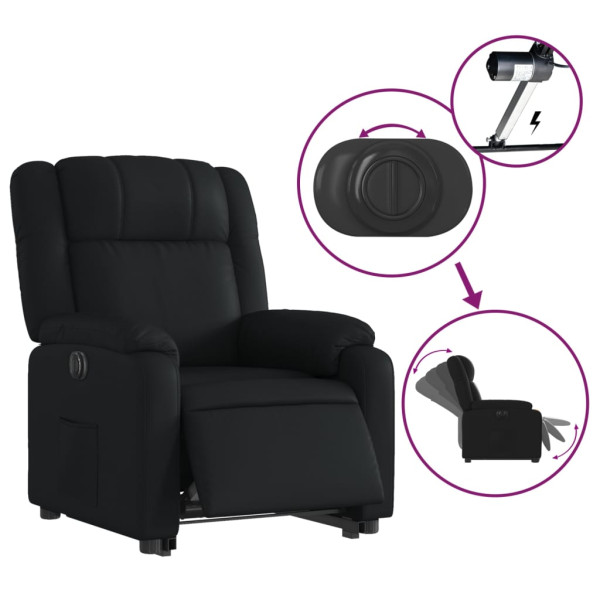 Sillón reclinable y elevable eléctrico cuero sintético negro M 5