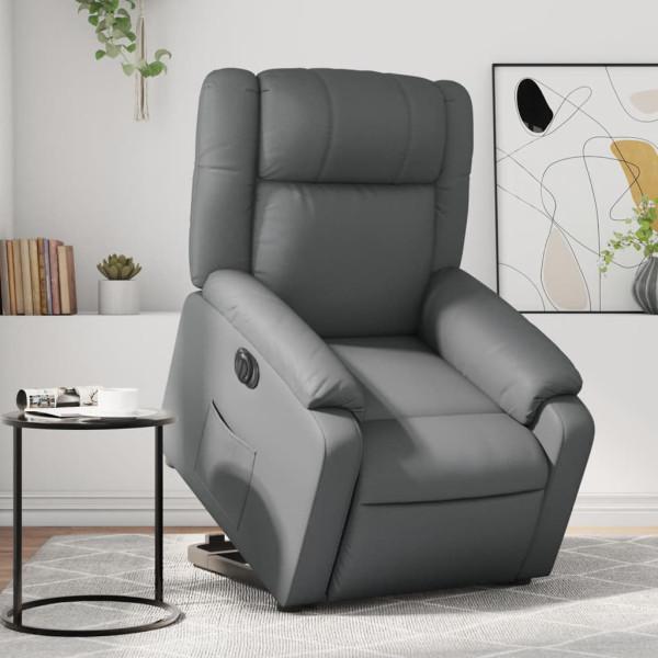 Sillón de masaje elevable eléctrico cuero sintético gris D