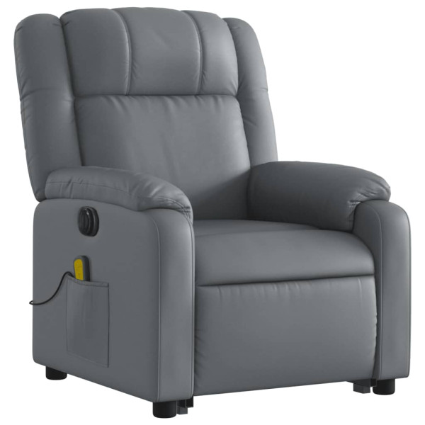 Sillón de masaje elevable eléctrico cuero sintético gris M 3