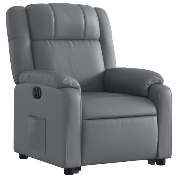 Sillón reclinable elevable eléctrico de cuero sintético gris M 3