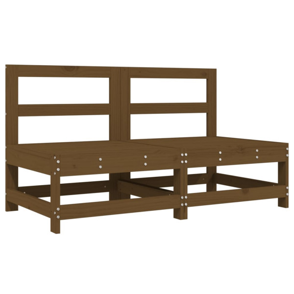 Sofás de centro para jardim 2 pcs pinho maciço castanho-mel M 2