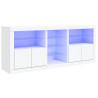 Aparador con luces LED blanco 162x37x67 cm 2