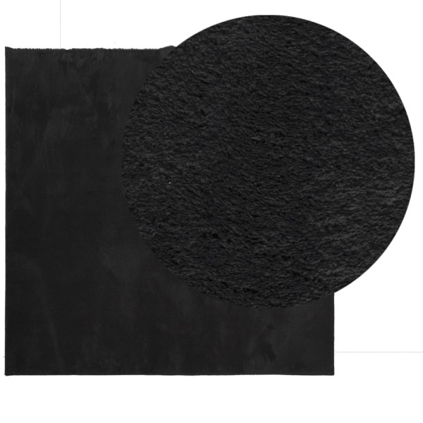 Alfombra de pelo corto suave lavable HUARTE negro 120x120 cm M 3