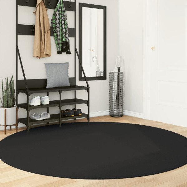 Alfombra de pelo corto suave lavable HUARTE negro Ø 200 cm D