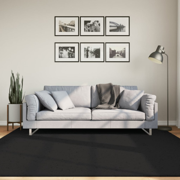 Alfombra de pelo corto suave lavable HUARTE negro 200x200 cm D