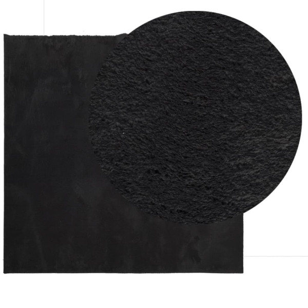 Tapete de cabelo curto suave lavável HUARTE preto 200x200 cm M 3