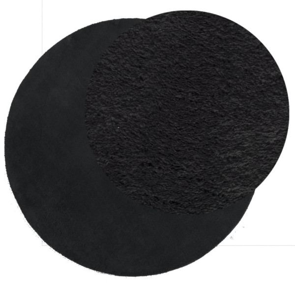 Alfombra de pelo corto suave lavable HUARTE negro Ø 120 cm M 3