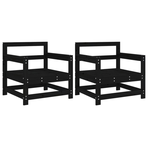 Cadeiras de jardim 2 pcs madeira de pinho maciça preto M 2