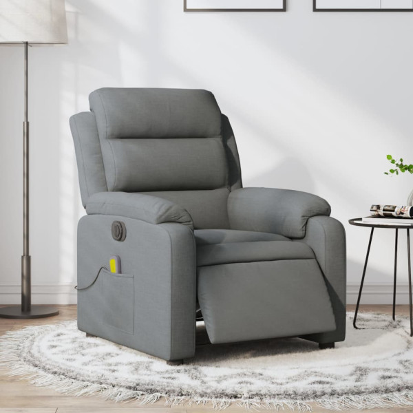 Sillón reclinable de masaje eléctrico tela gris oscuro D