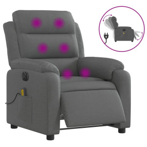 Sillón reclinable de masaje eléctrico tela gris oscuro H