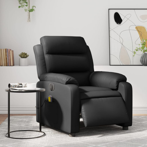 Sillón de masaje reclinable eléctrico cuero sintético negro D
