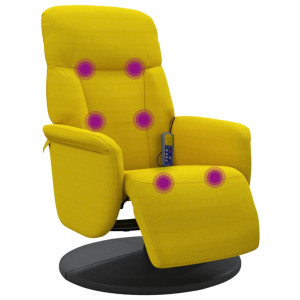 Sillón reclinable masaje con reposapiés terciopelo amarillo H