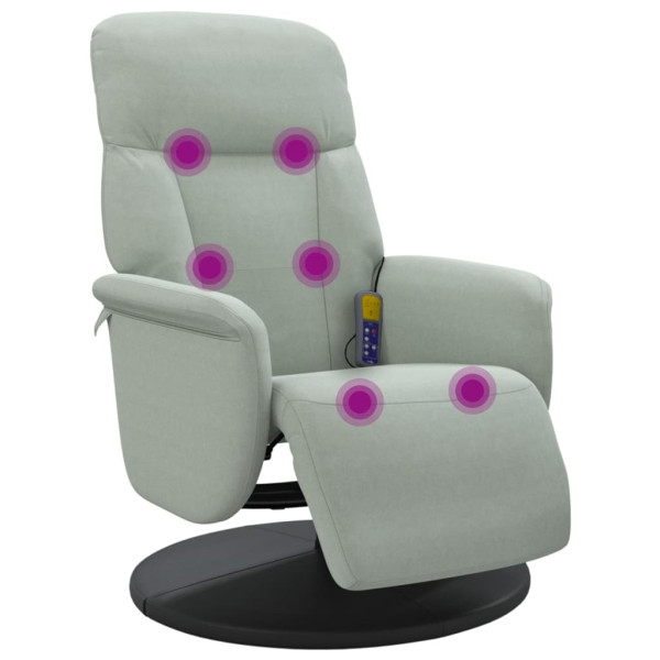 Sillón reclinable masaje con reposapiés terciopelo gris claro M 2