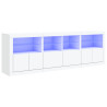 Aparador com luzes LED 202x37x67 cm branco 2