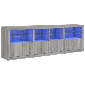 Aparador con luces LED gris Sonoma 202x37x67 cm H