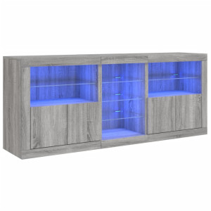 Aparador con luces LED gris Sonoma 181.5x37x67 cm H