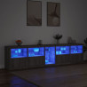 Aparador com luzes LED 283x37x67 cm cinzento sonoma 3